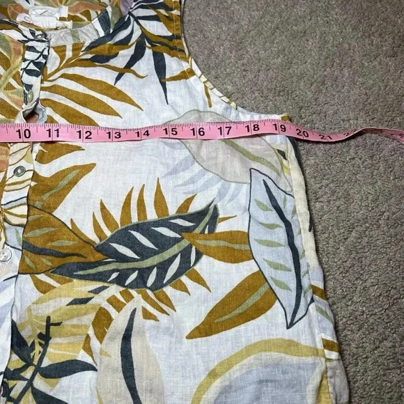 C & C CALIFORNIA LINEN SLEEVELESS TUNIC TROPICAL LEAF PRINT WOMENS Size S - Picture 6 of 8